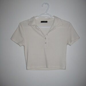 Zaful Cream Ribbed Tank Top